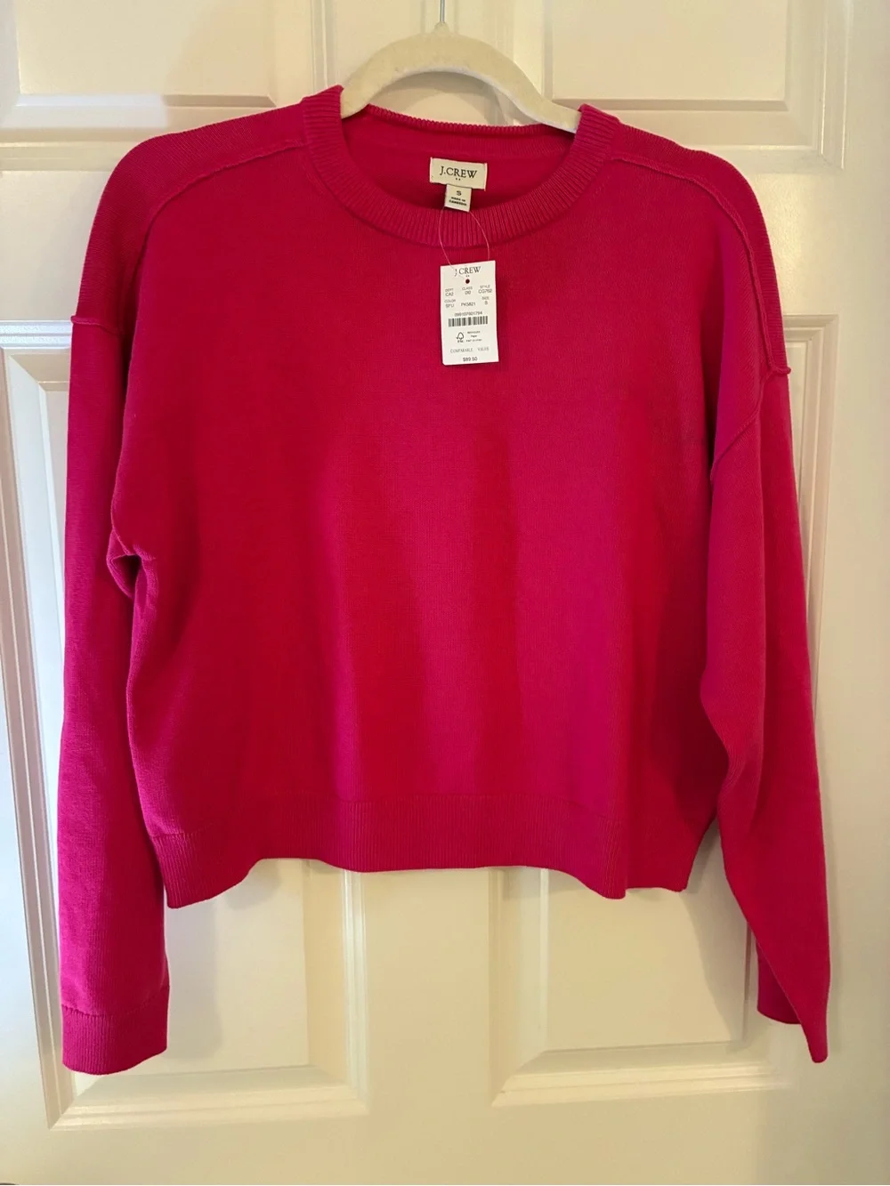 NEW! J. Crew Beach Fuchsia Bright Pink Crewneck Sweater S